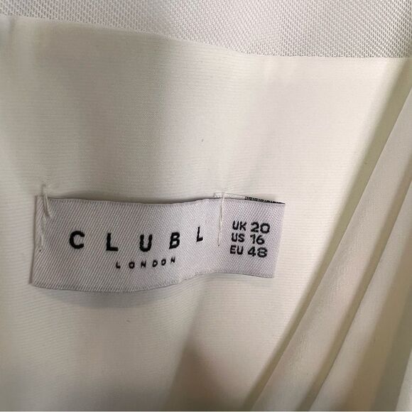 Club L London Fallon  flared leg jumpsuit with long mesh sleeves neck wrap - Picture 10 of 16